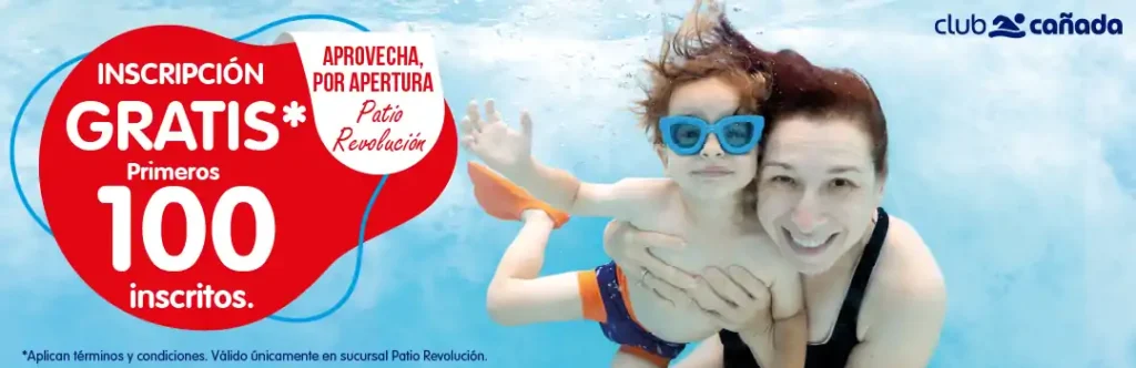 Banner para inscribirse a clases de natación durante el megapuente de marzo